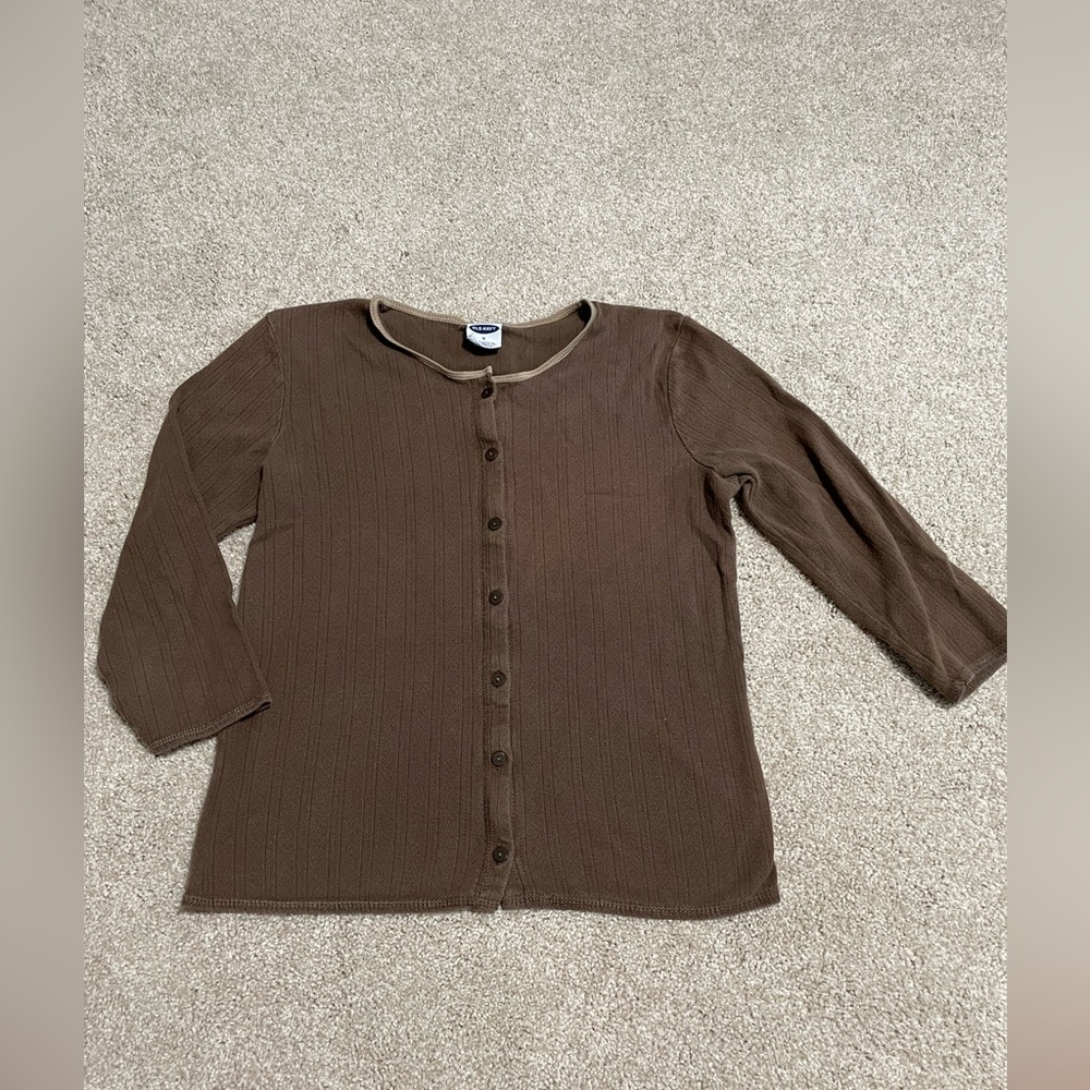 Chocolate Brown Button Front Y2K Top